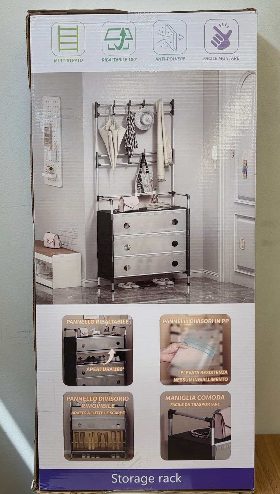 Zapatero cubierta 5 niveles con perchero